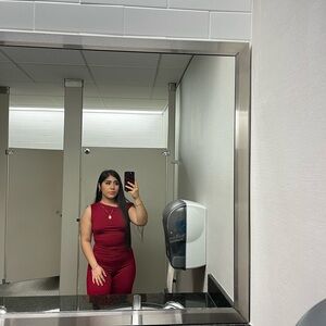 SHEIN Red Sleeveless Jumpsuit